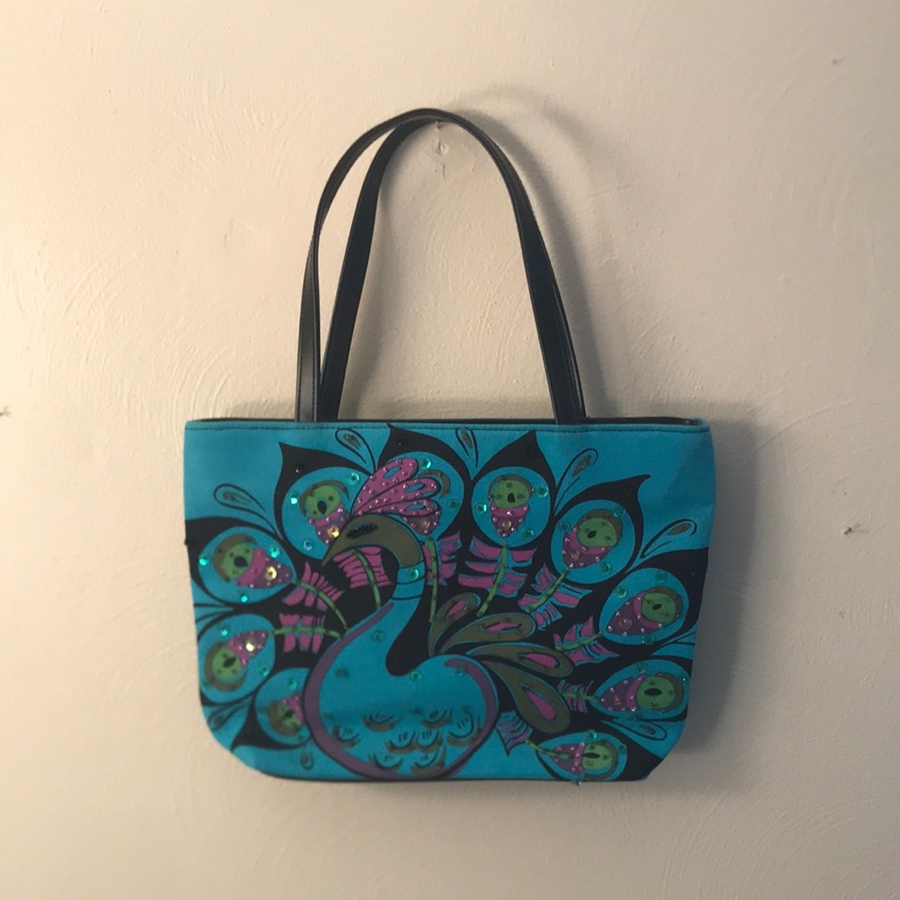 Sequin peacock handbag
